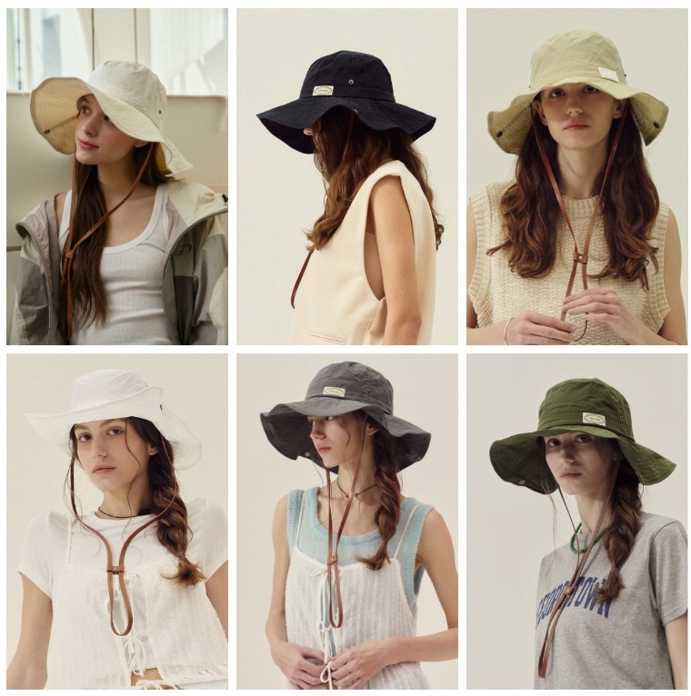 Marchen☆Leather strap safari bucket hat