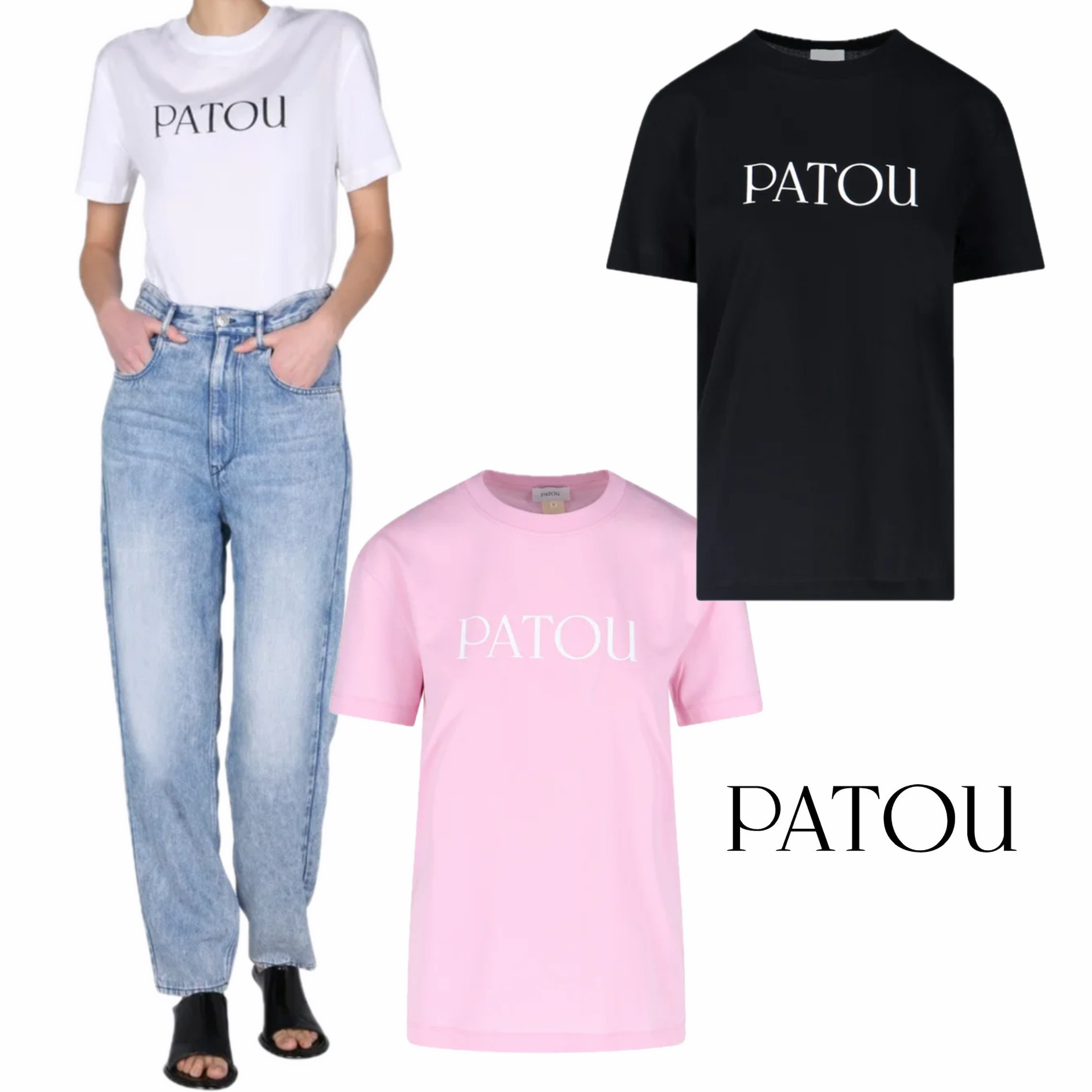 Patou パトゥ ロゴプリント クルーネックTシャツ/送料関税込