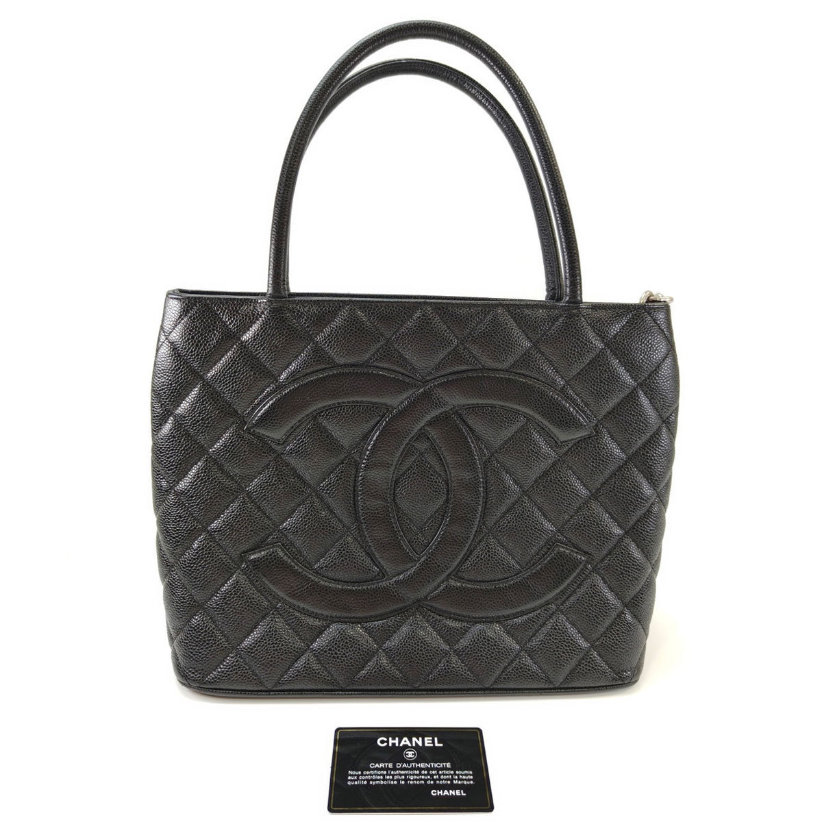 CHANEL マトラッセ キャビアスキン トートバッグ ブラック 9650