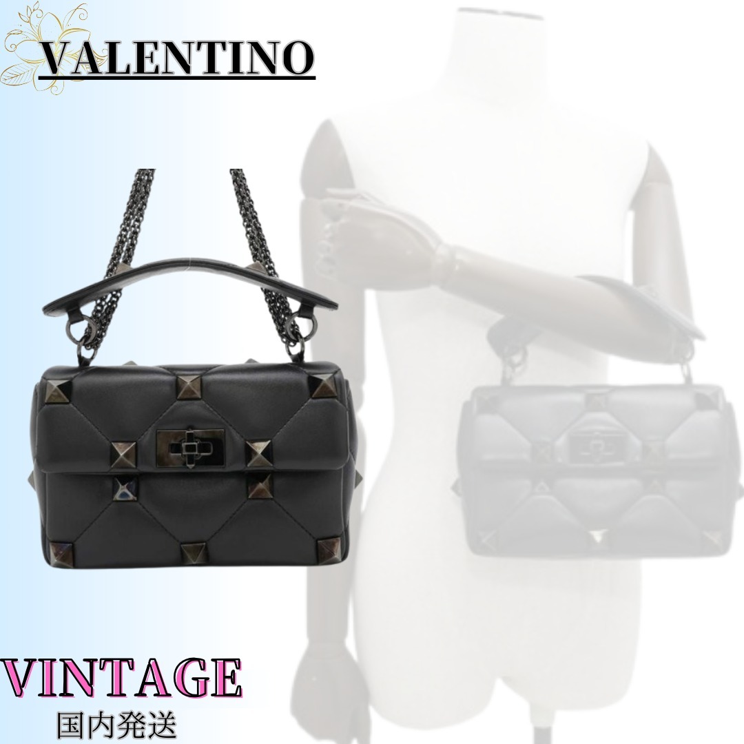 希少◆VINTAGE【VALENTINO】ローマンスタッズ*2way*レザーバッグ