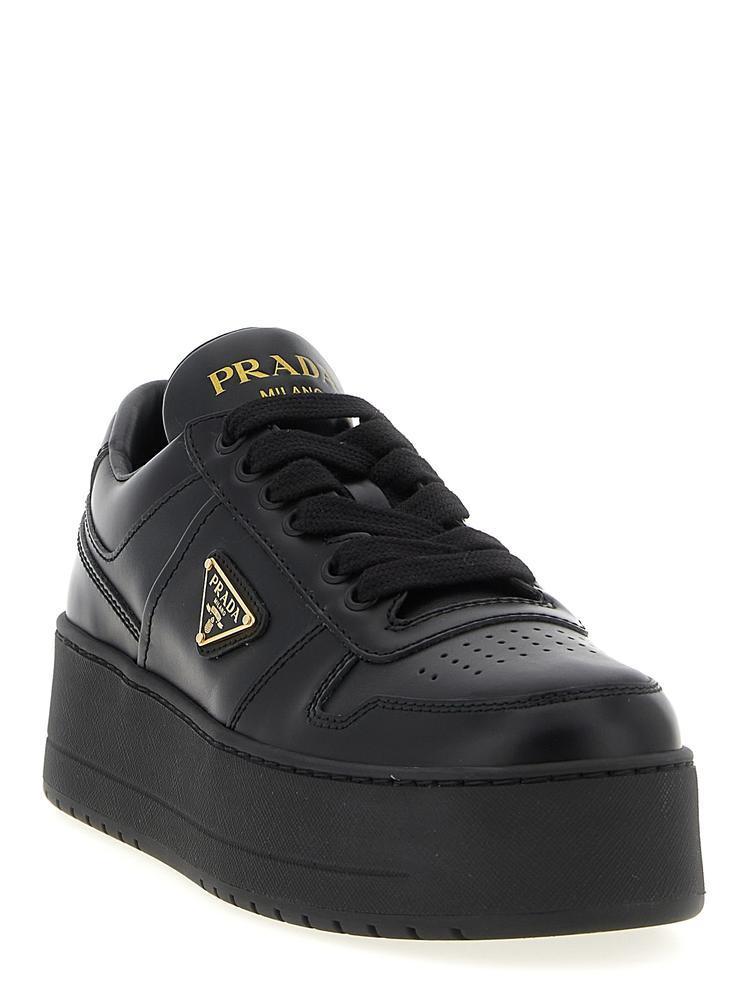 送関込★PRADA★ダウンタウンの レザー スニーカー★ブラック