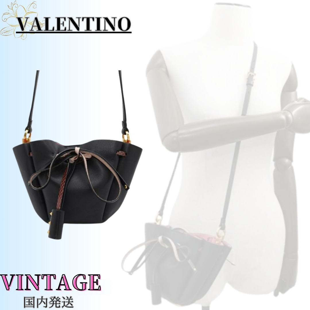 希少◆VINTAGE【VALENTINO】スタッズ*レザー&パイソン*バッグ