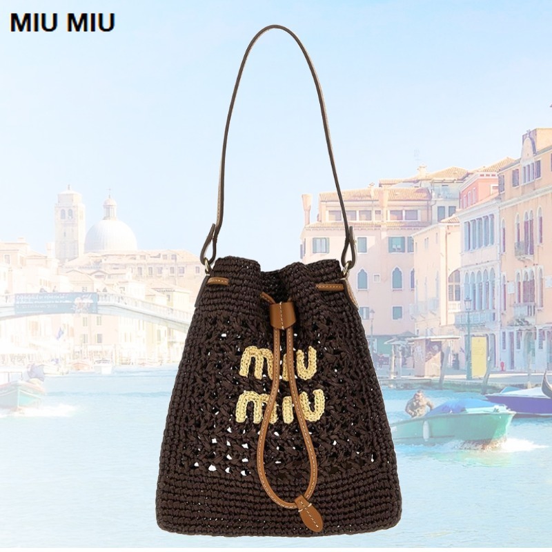 関税込/国内発送《MIU MIU》ウーブンファブリック ミニバッグ