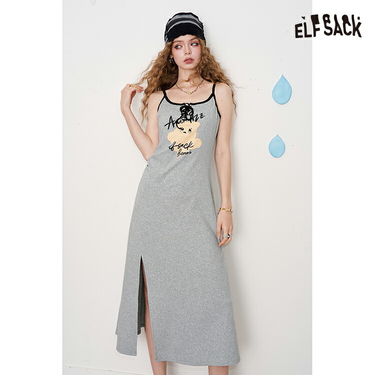 ELFSACK ワンピース プリント ホルターネック ロング
