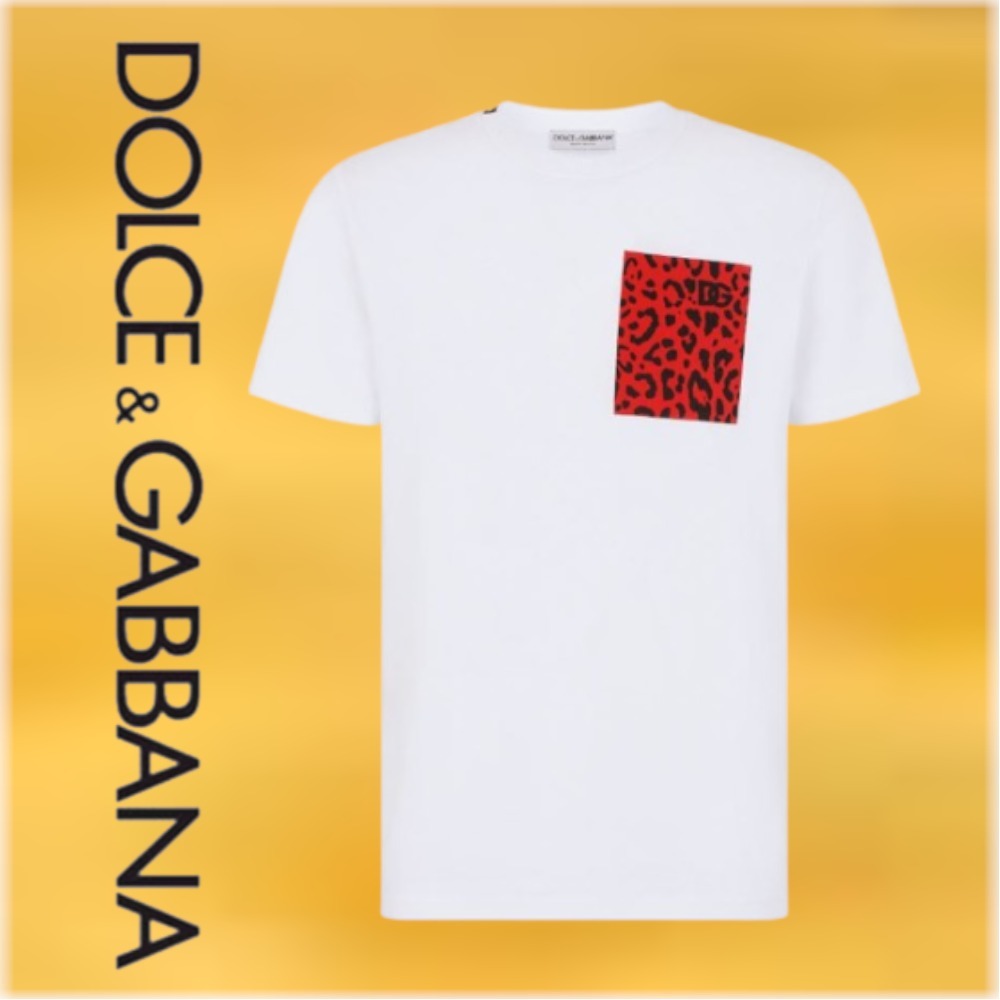 早い者勝ち【D&G】ヒョウ柄ディテール コットンTシャツ