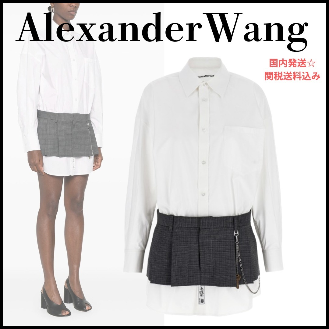 【Alexander Wang】プレスタイリング W チェーン シャツドレス