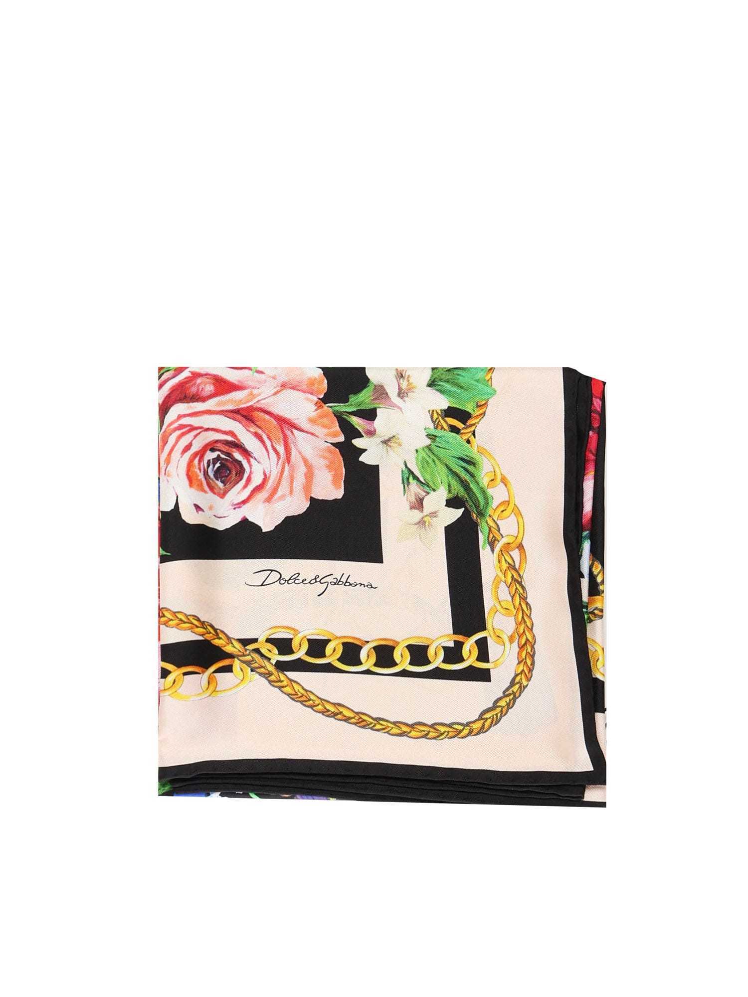 【送料&関税込】Dolce & Gabbana Flower Print Silk Twill