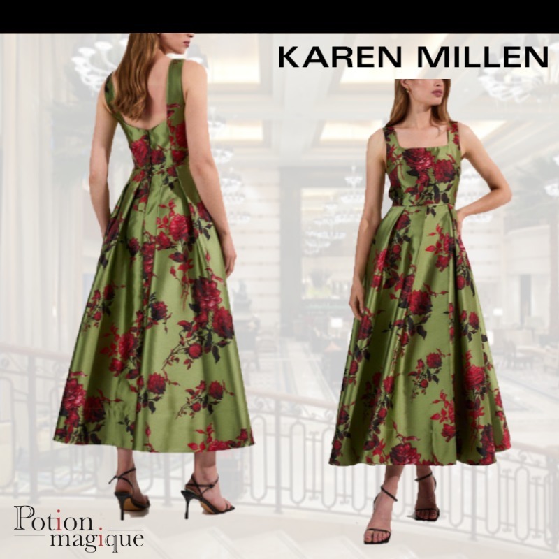 ★Karen Millen★花柄ジャカードコルセットウーブンマキシドレス