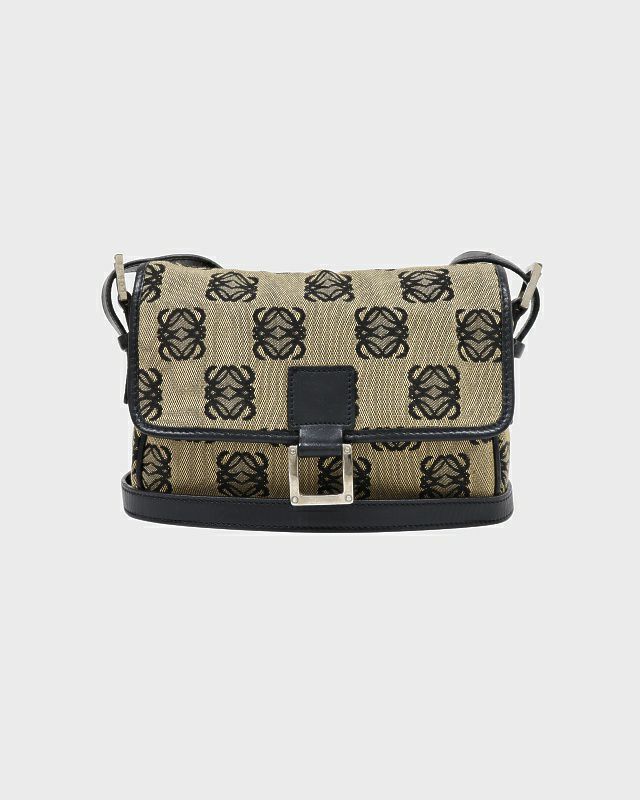 LOEWE アナグラムキャンバスレザーショルダーバッグ