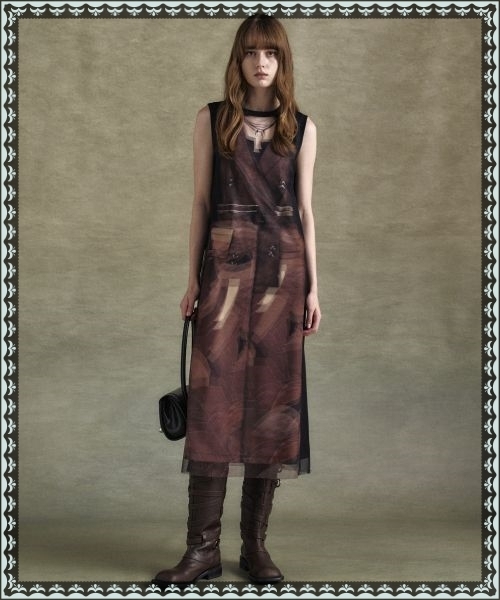 ★ANDERSSON BELL★ Lenticular trench coat print jersey dress