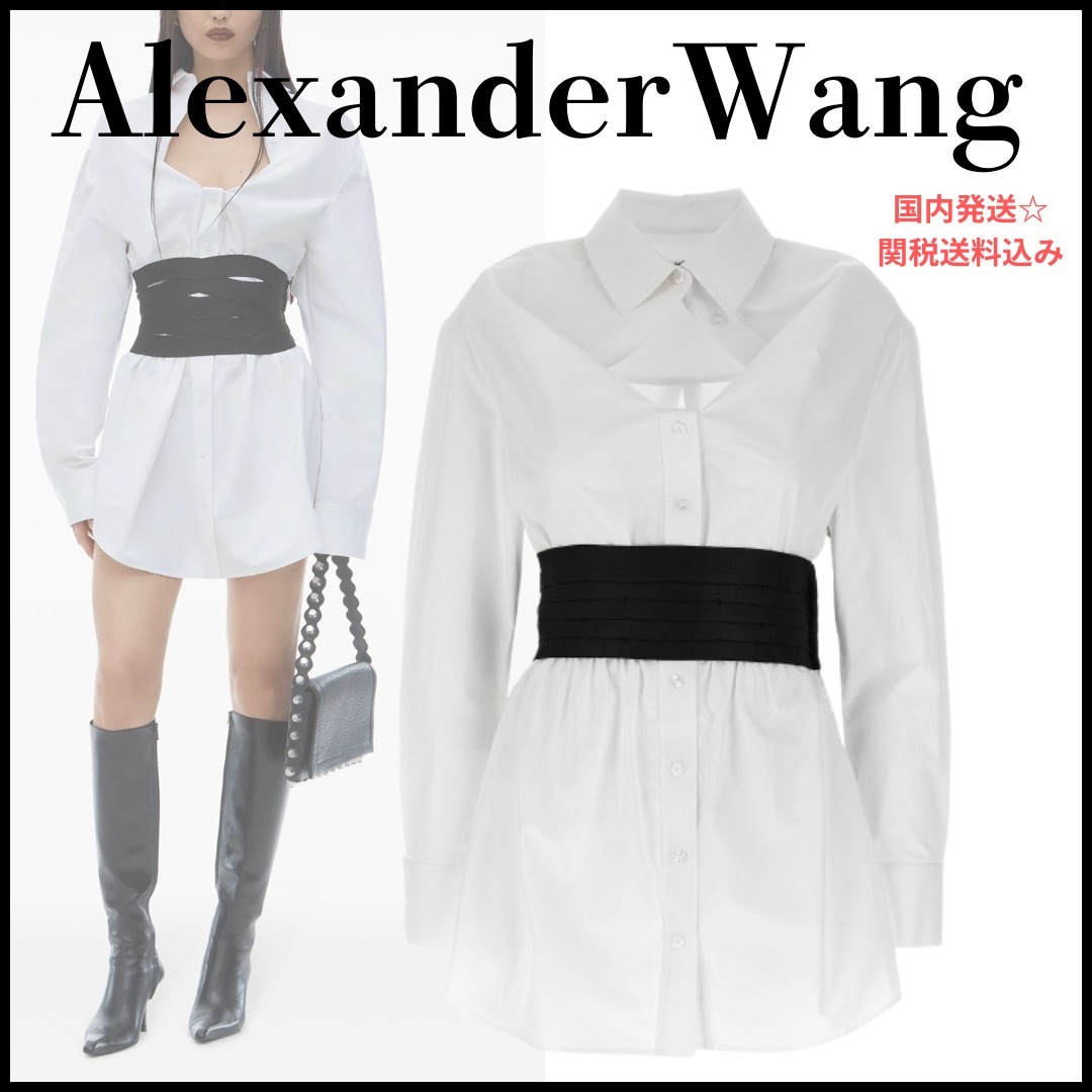 【Alexander Wang】コットン ミニ丈 シャツドレス＊送料/関税込