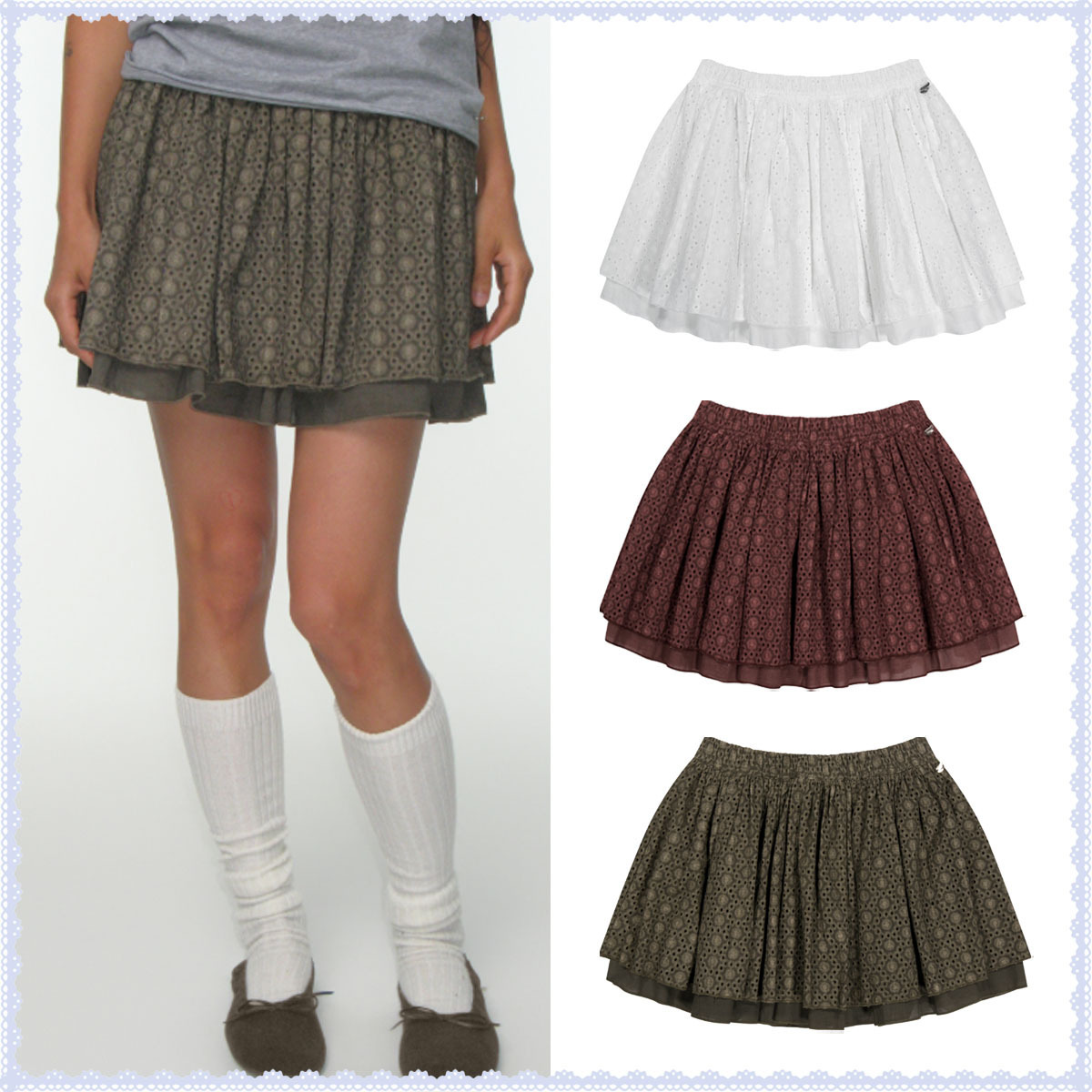 スカート COYSEIO FLOWER PUNCHING SKIRT HJ5B0062