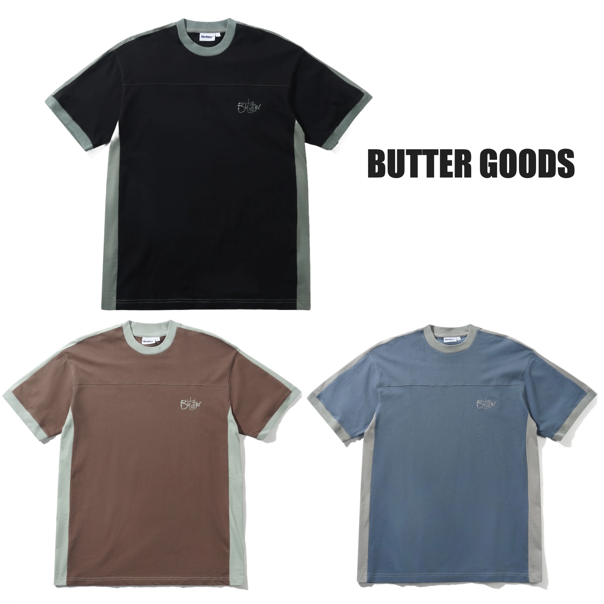 ◆Butter Goods◆ Scribble Football Tee ロゴ刺繍 半袖 Tシャツ