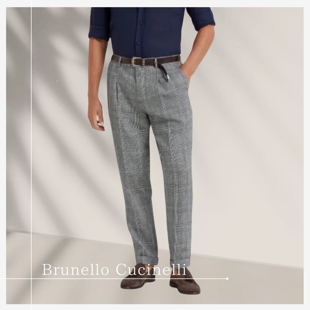 メンズ必見【Brunero Cucinelli】プリンスオブウェールズパンツ