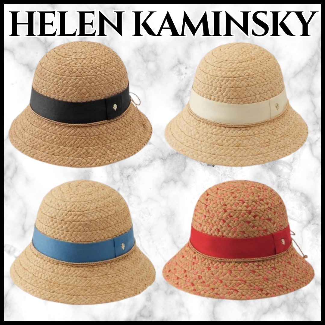 HELEN KAMINSKI★ワイドブレードクロッシュハット ラフィア ロゴ