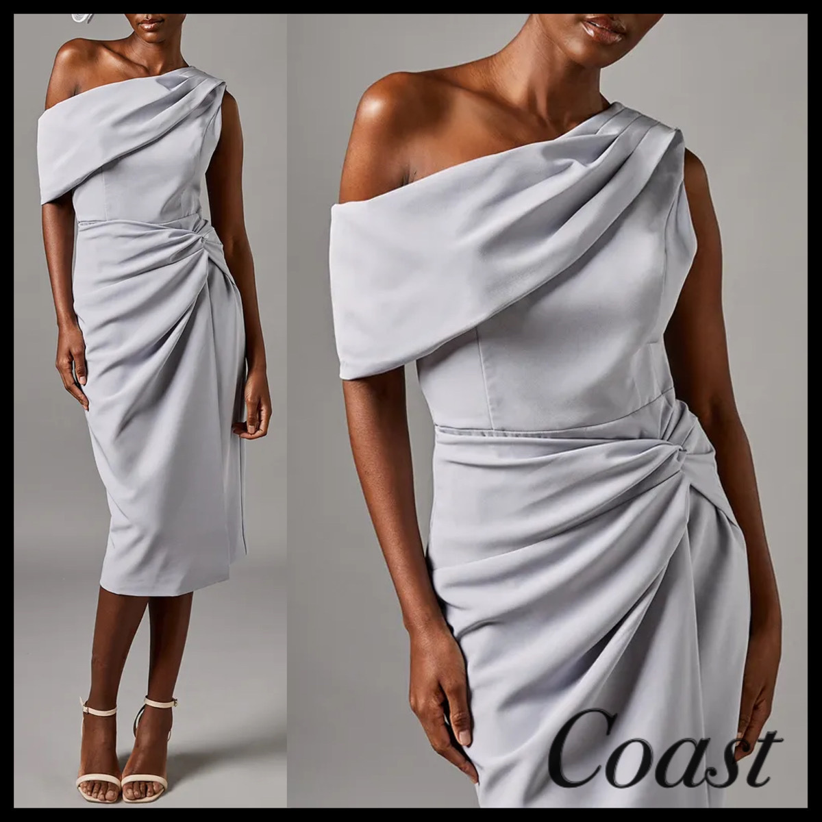 Coast* ワンショルダーツイストフロント ペンシルドレス