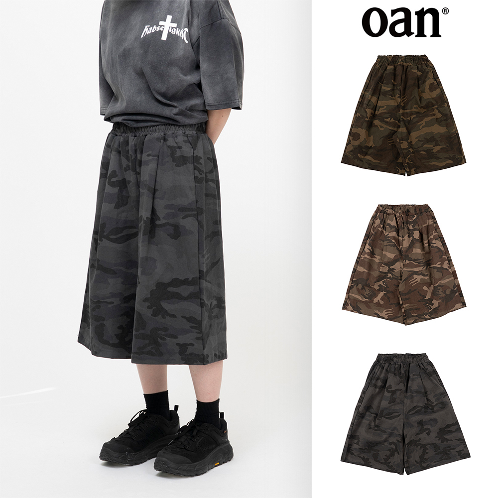 【oan】Pintuck Camo Wide Bermuda Pants
