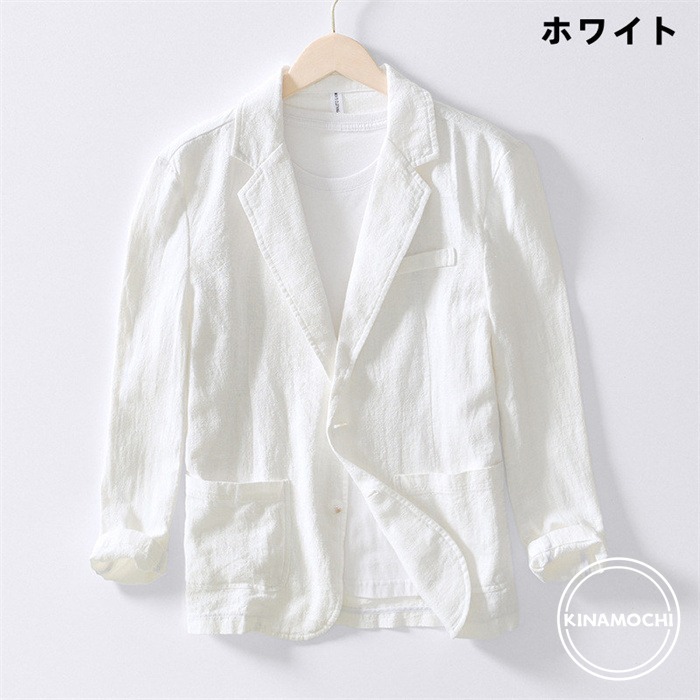 テーラードジャケット 春夏 綿麻 無地 薄手 6色 M L XL 4XL