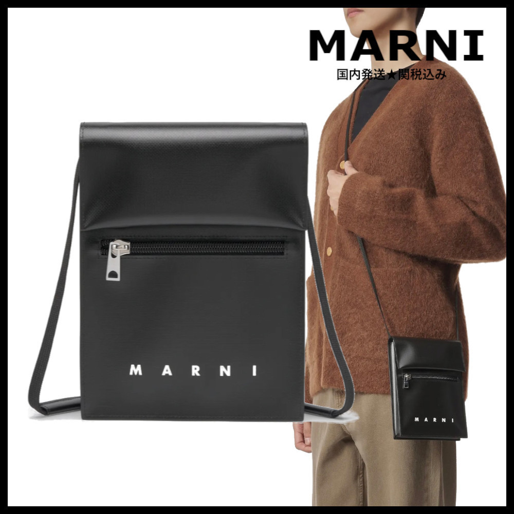 関税込み【MARNI】ブラック シューレースストラップ ポーチ