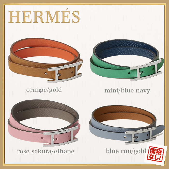 【Hロゴが映える上質レザー】HERMESブレスレット