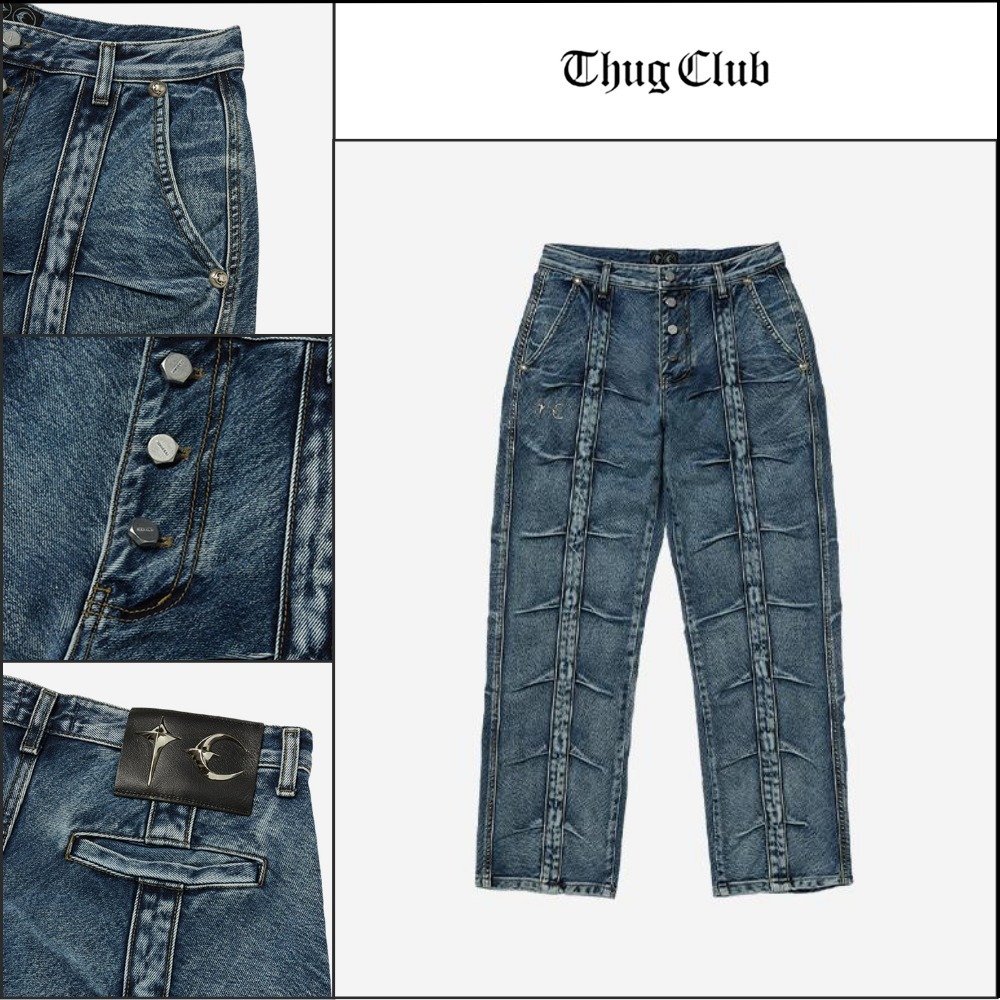 【Thug Club】Line GOB Denim Pants Blue