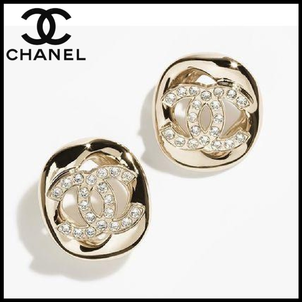 【25S☆クリスタル】CHANELピアス上品な艶めき CCロゴすぐ届く☆