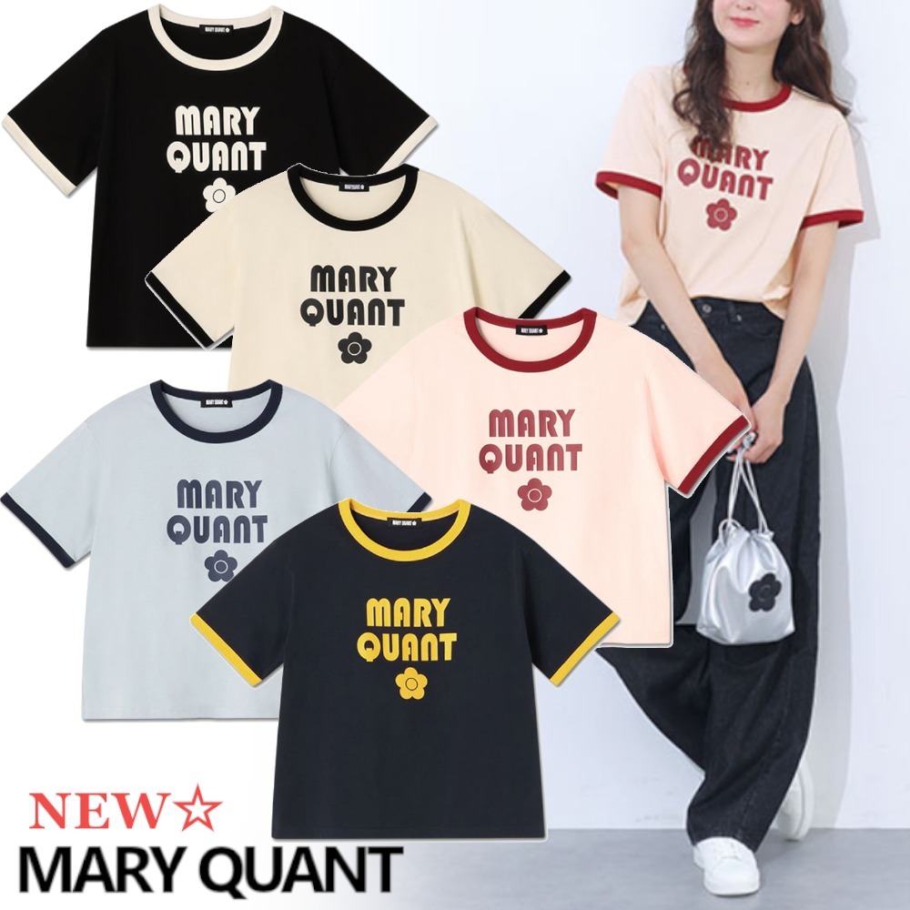 すぐ届く☆MARY QUANT Tシャツ 配色ロゴ＆デイジーがポイント♪