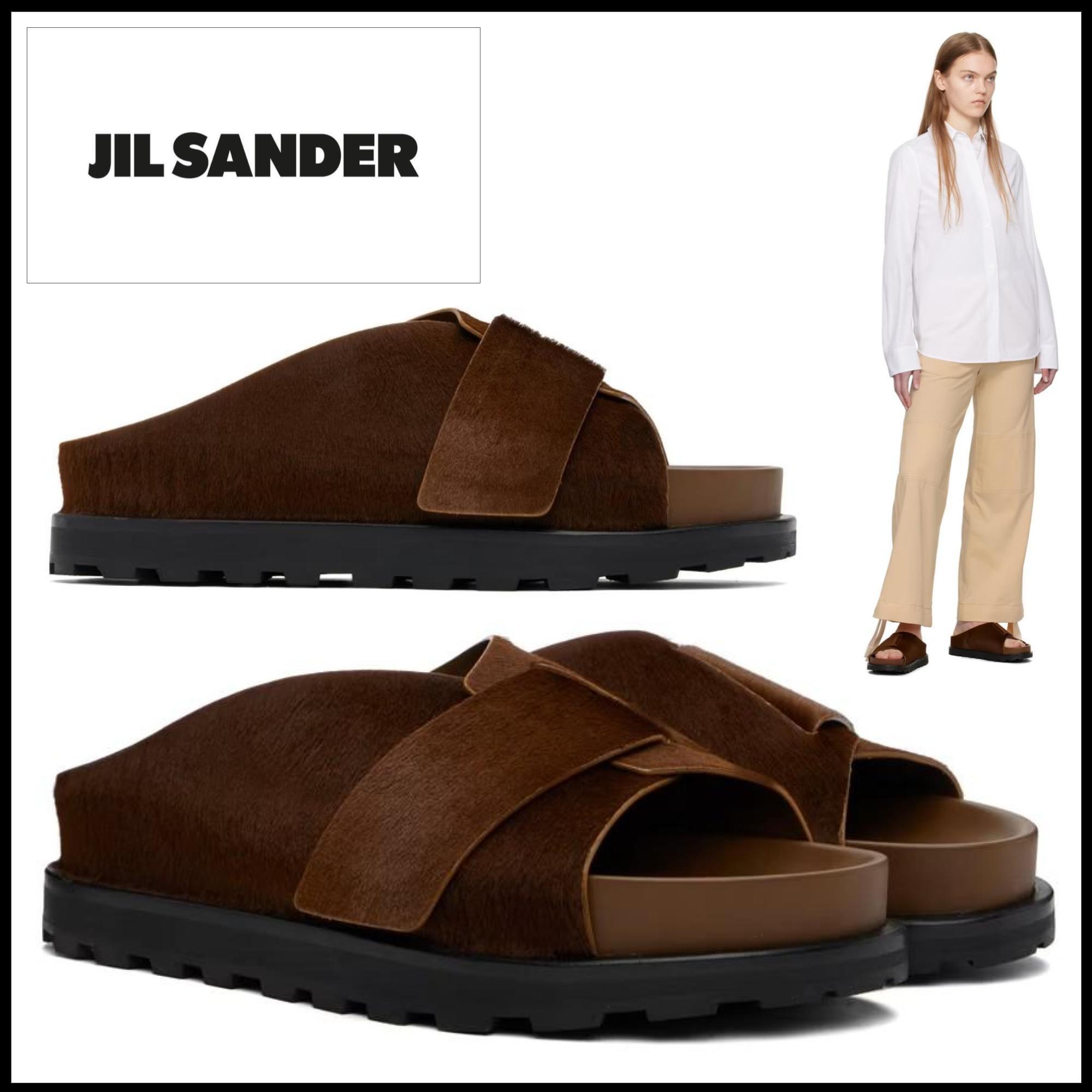 残り僅か【Jil Sander】スリッポンスライドサンダル（ブラウン）