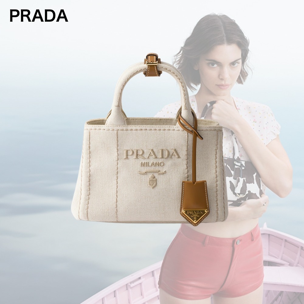 【希少】PRADA Jardiniere ラージ リネンブレンド ハンドバッグ