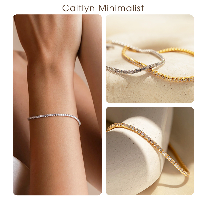 《CaitlynMinimalist》クラシックダイヤ テニスブレスレット金銀