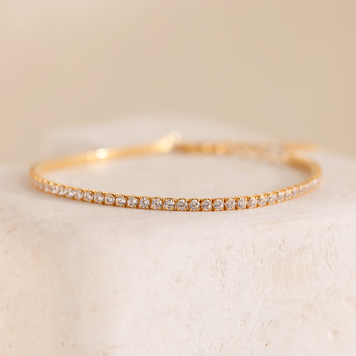 《CaitlynMinimalist》クラシックダイヤ テニスブレスレット金銀