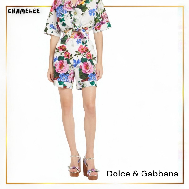 追跡【Dolce & Gabbana】フラワープリント ポプリンショーツ