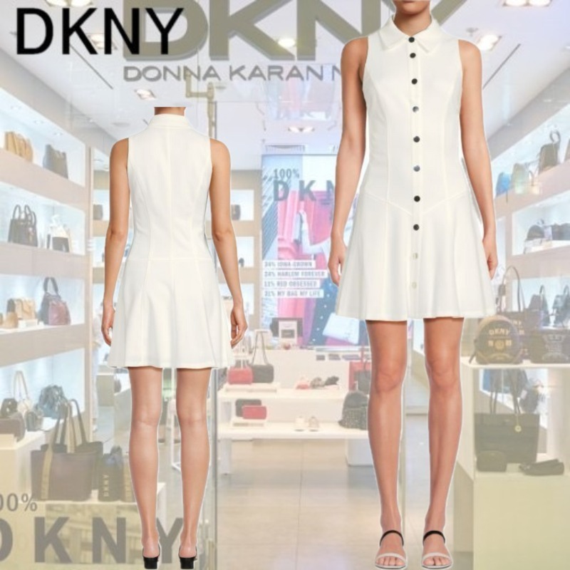 【DKNY】襟付きパネルミニシャツドレス
