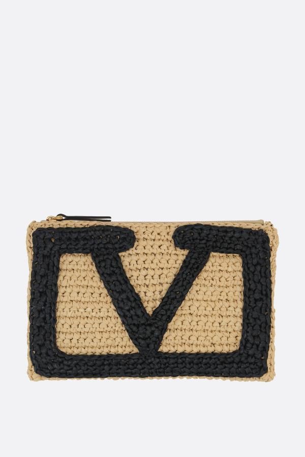 クラッチバッグ VALENTINO GARAVANI VIVA SUPERSTAR POUCH IN SYNTHETIC RAFFIA