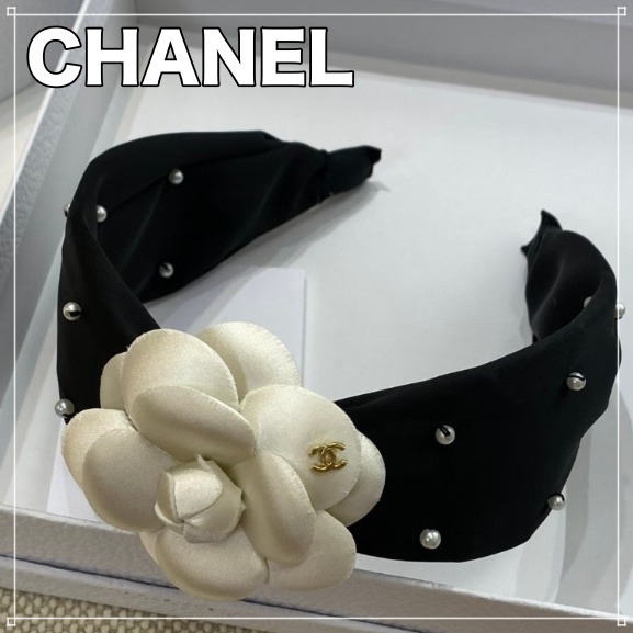 超人気 CHANEL カメリア カチューシャ ヘアバンド パール