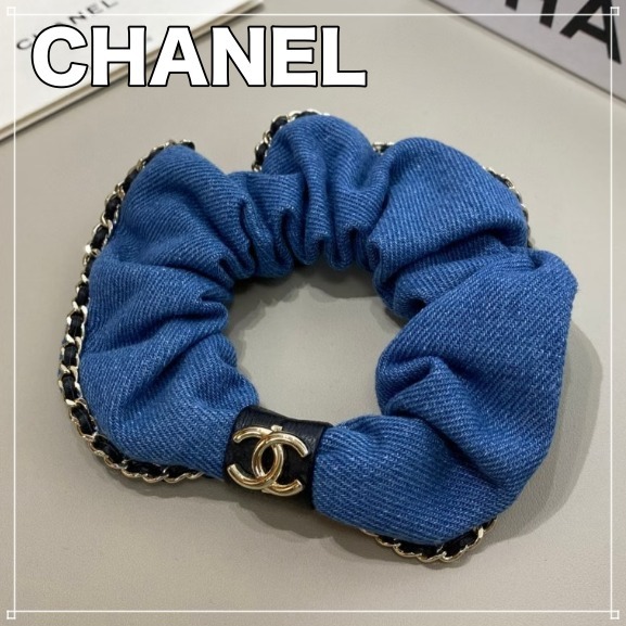 人気 CHANEL デニム シュシュ ヘアアクセ カチューシャ バレッタ