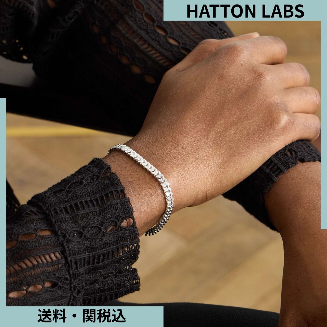 【HATTON LABS】シルバーキューバンチェーンブレスレット