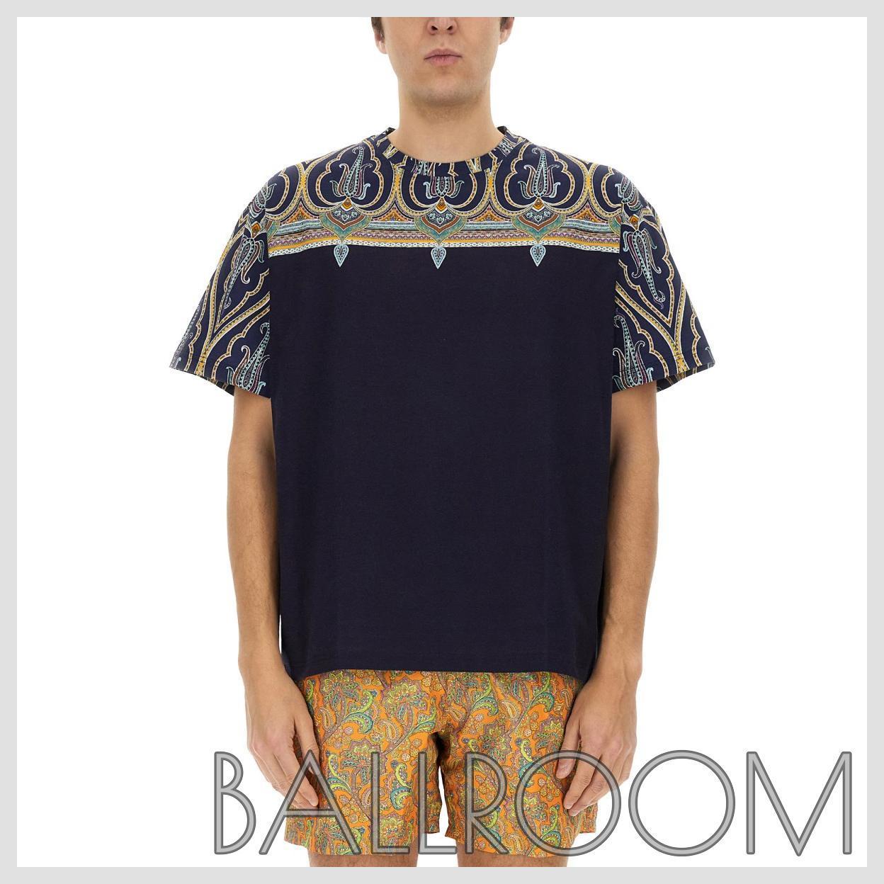 Tシャツ・カットソー ETRO COTTON T-SHIRT WITH PLACED PRINT