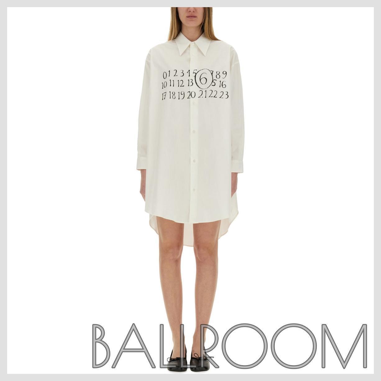 ワンピース MM6 MAISON MARGIELA LOGO PRINT CHEMISIER DRESS