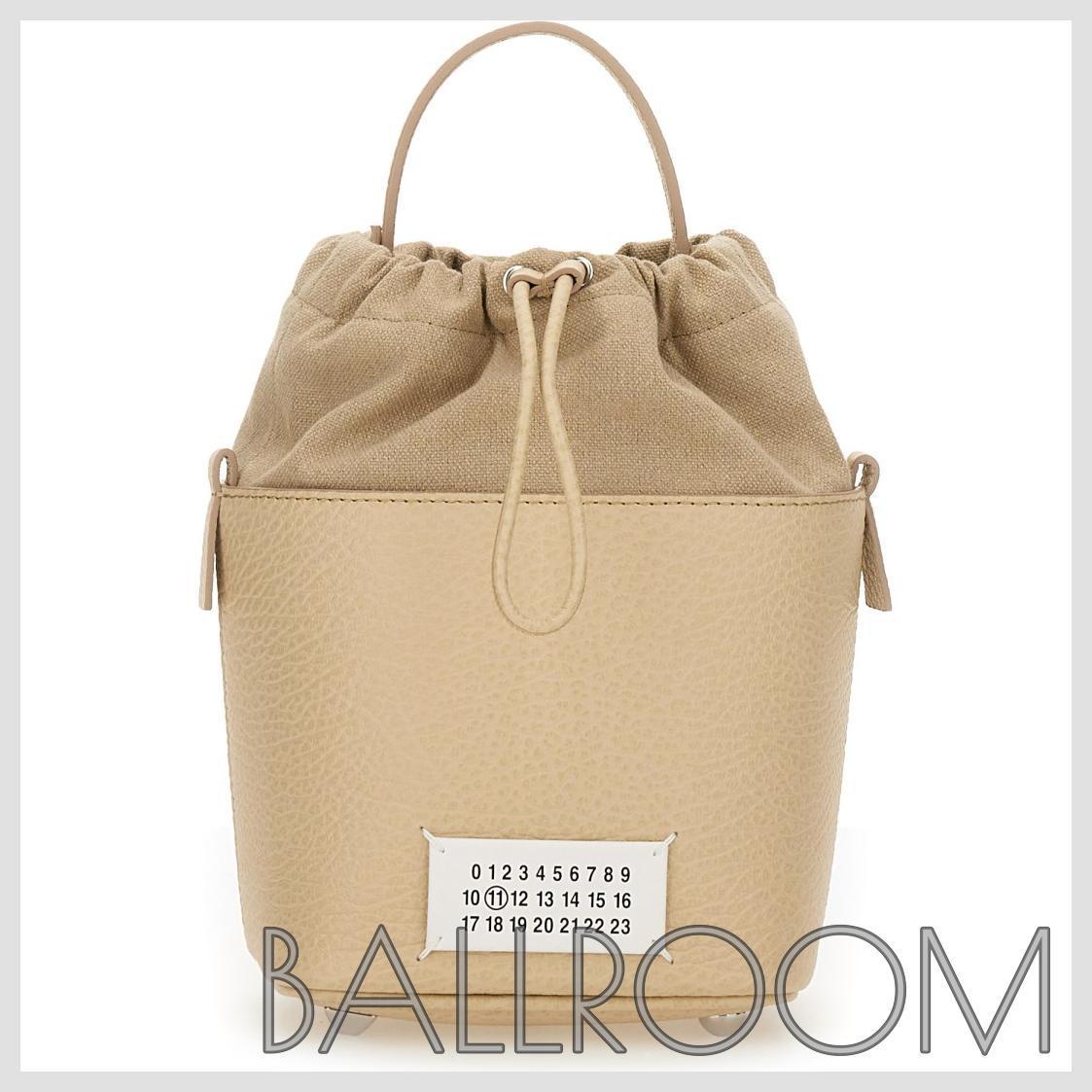 ショルダーバッグ MAISON MARGIELA 5AC LEATHER AND CANVAS BUCKET BAG