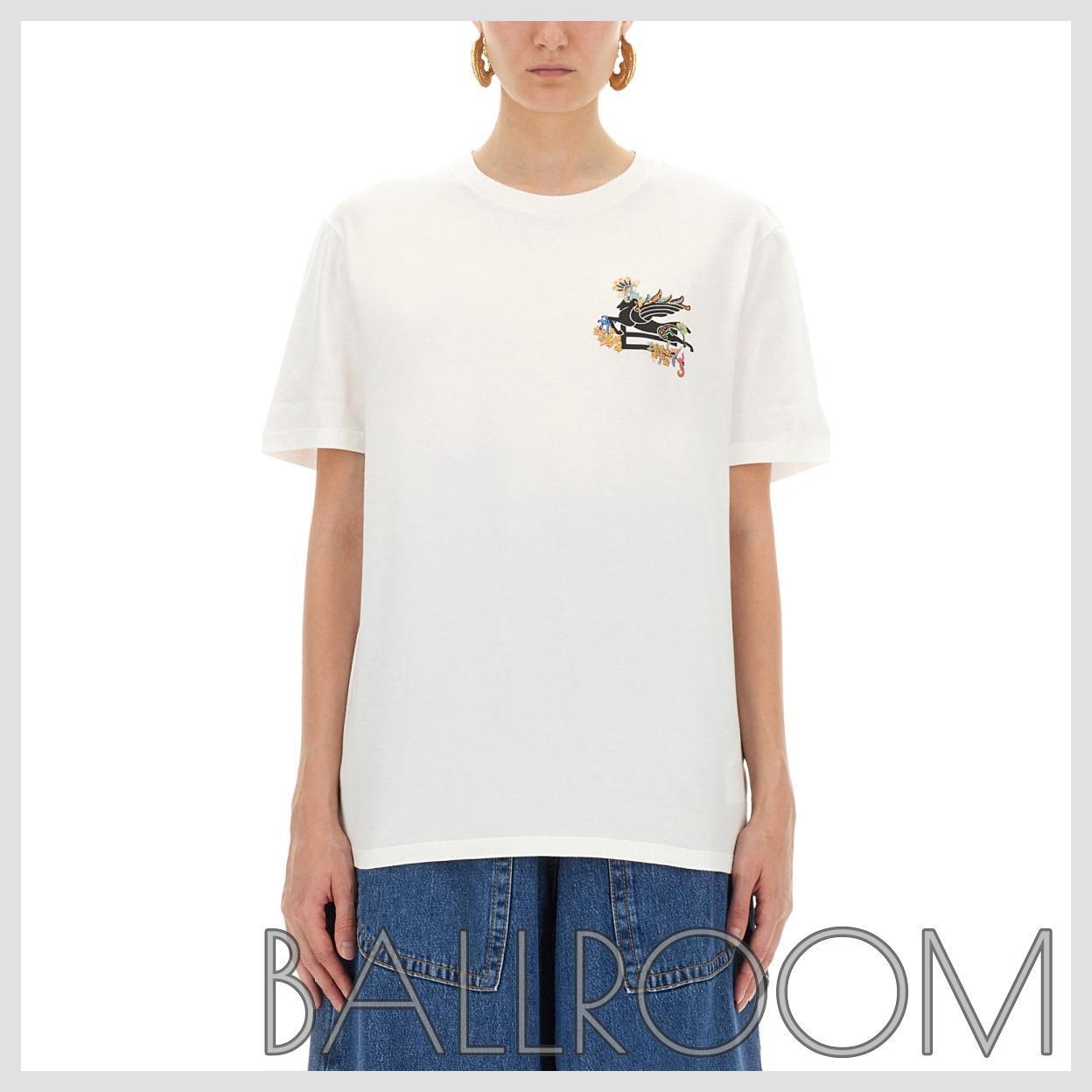 Tシャツ・カットソー ETRO COTTON T-SHIRT WITH PEGASUS