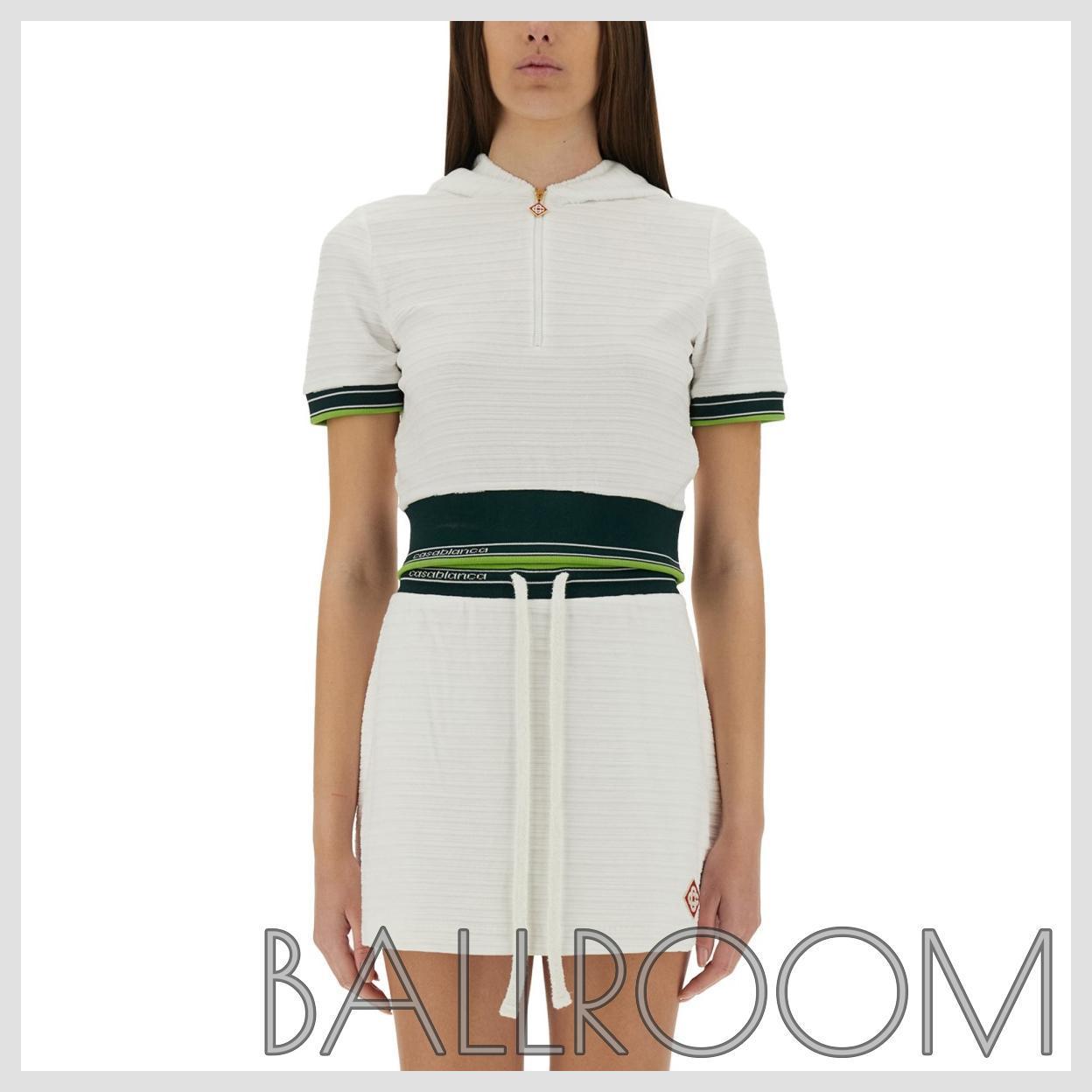 Tシャツ・カットソー CASABLANCA TEXTURED VELVET TENNIS CROPPED SHIRT