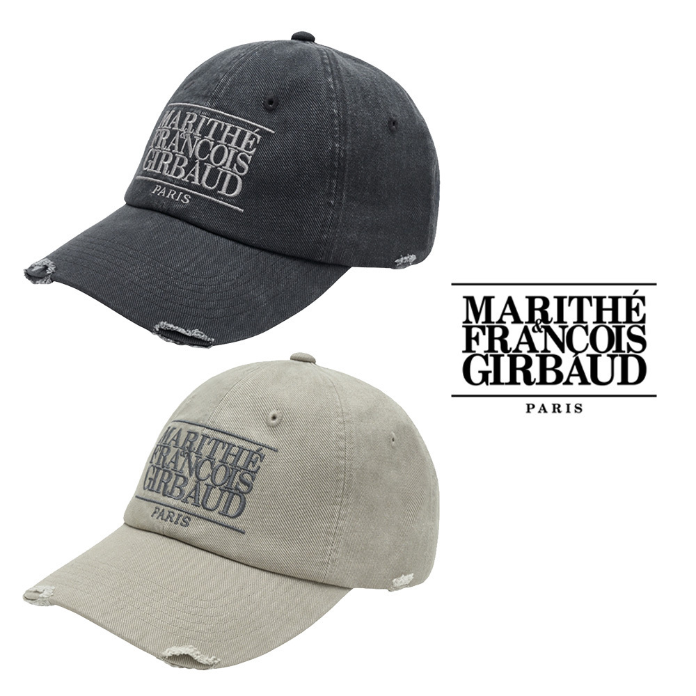 【MARITHE】CLASSIC LOGO DAMAGED OVERFIT CAP