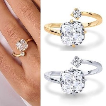 人気ブランド【PAVOI】CZ Cushion Cut Wraparound Promiseリング