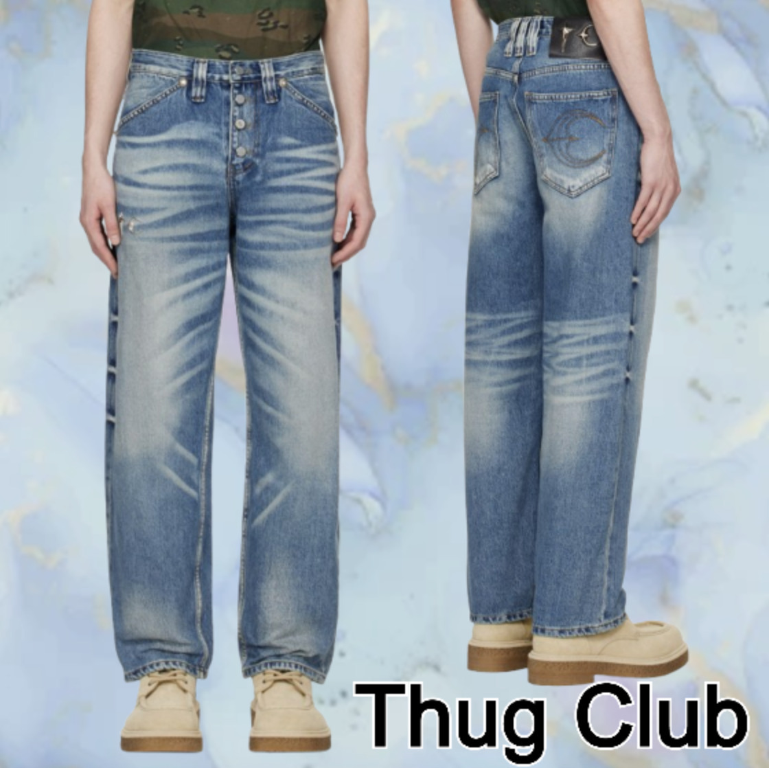 【THUG CLUB】ブルー SHOT GUN ジーンズ