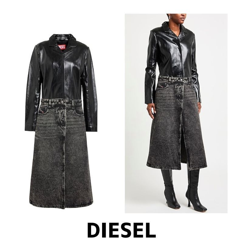 送関込【DIESEL】レザー×デニムライトコート