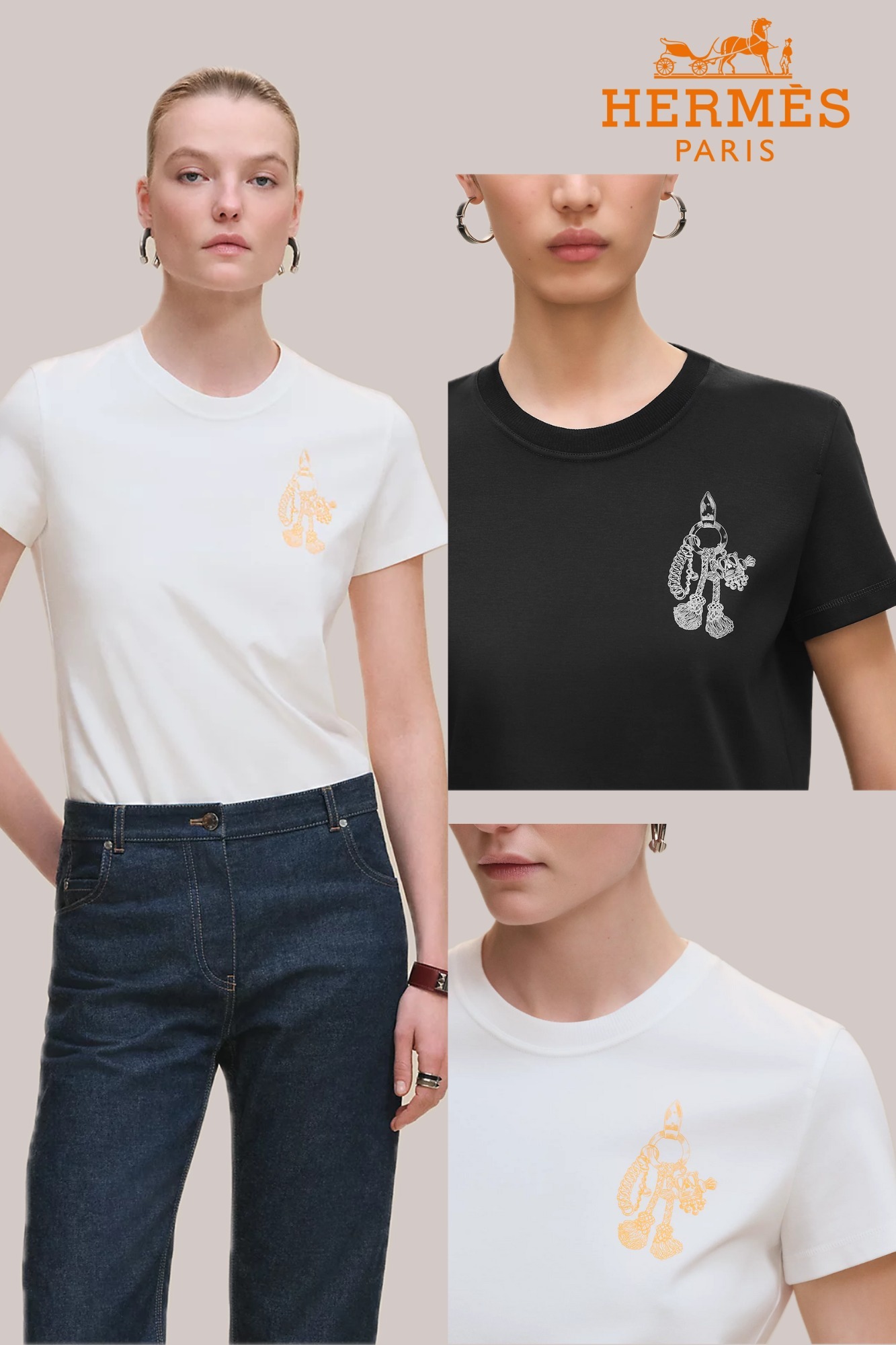 シンプルお洒落☆【HERMES】Tシャツ 《カルトゥッシュ》