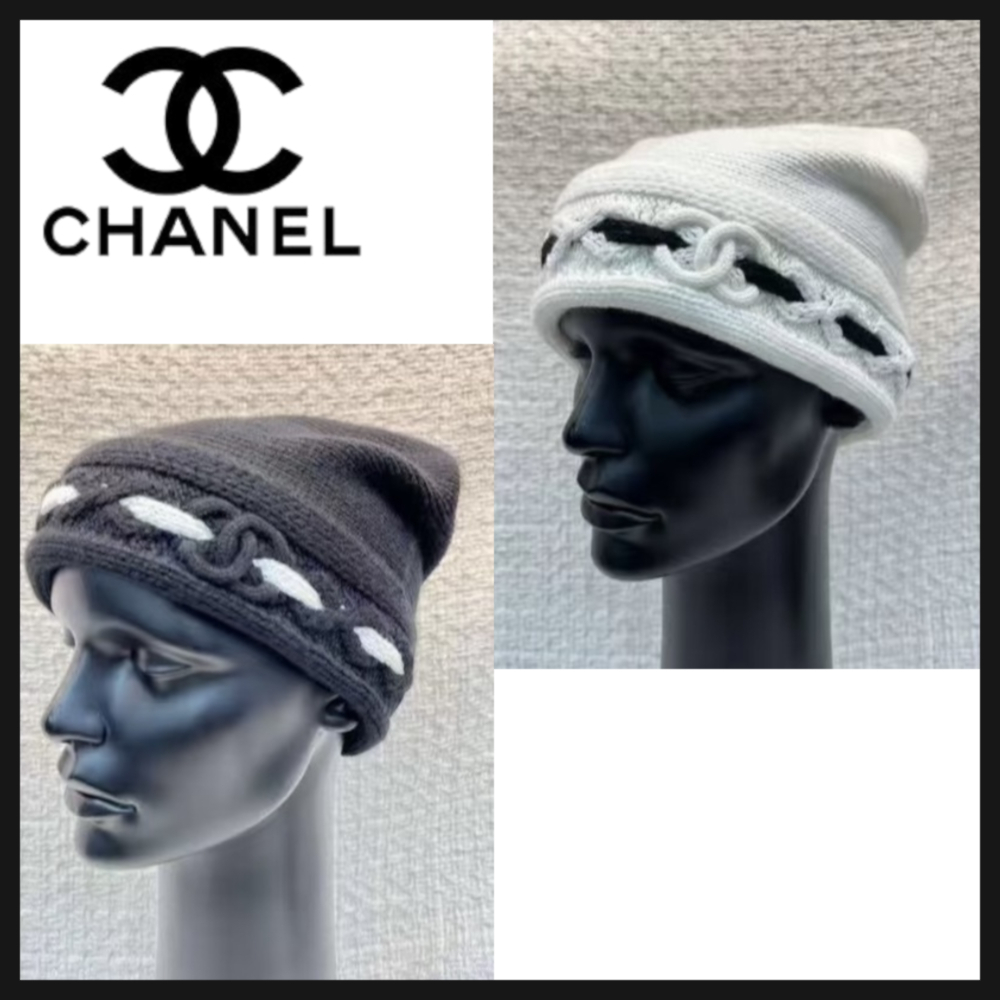 【お洒落な編み込みデザイン☆】CHANEL ニット帽