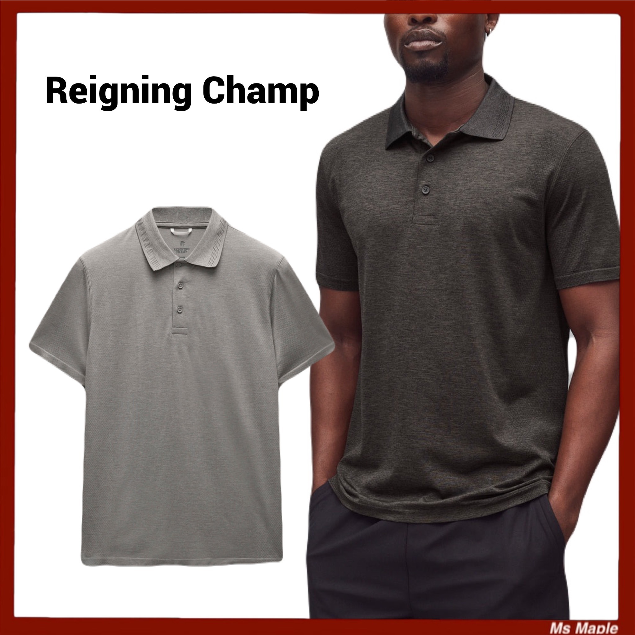 吸湿発散☆【Reigning Champ】 半袖 メッシュ トレーニングポロ
