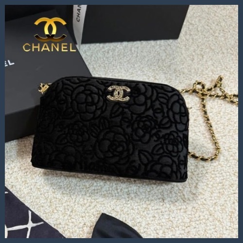【艶ベルベット♪】CHANELチェーンクラッチ ベルベット ブラック